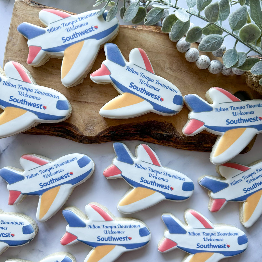 Custom airplane cookies for a Southwest Airlines event in Tampa