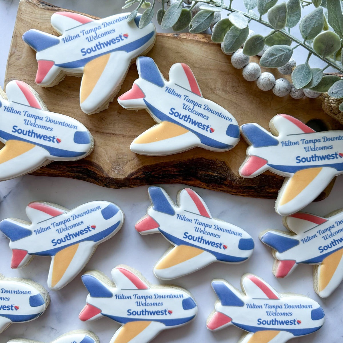 Custom airplane cookies for a Southwest Airlines event in Tampa